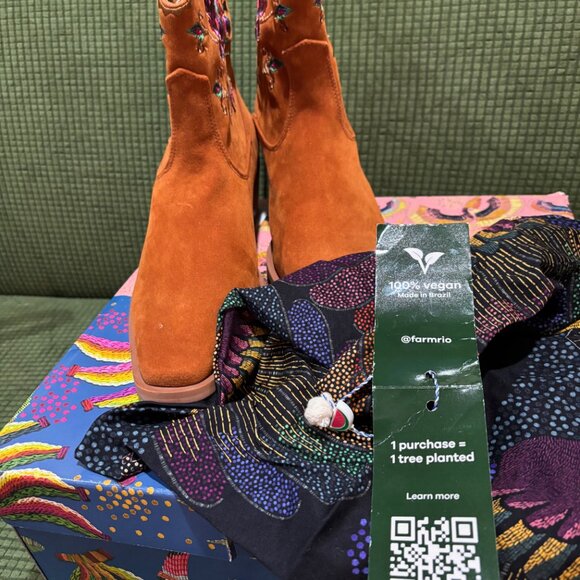 Farm Rio Caramel Boho Western Boot Rust  NEW - Picture 2 of 11